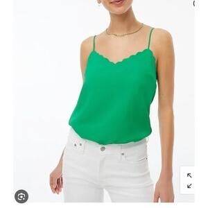 J. Crew Scalloped Cami - Green - Size 6 NWT Relaxed Fit